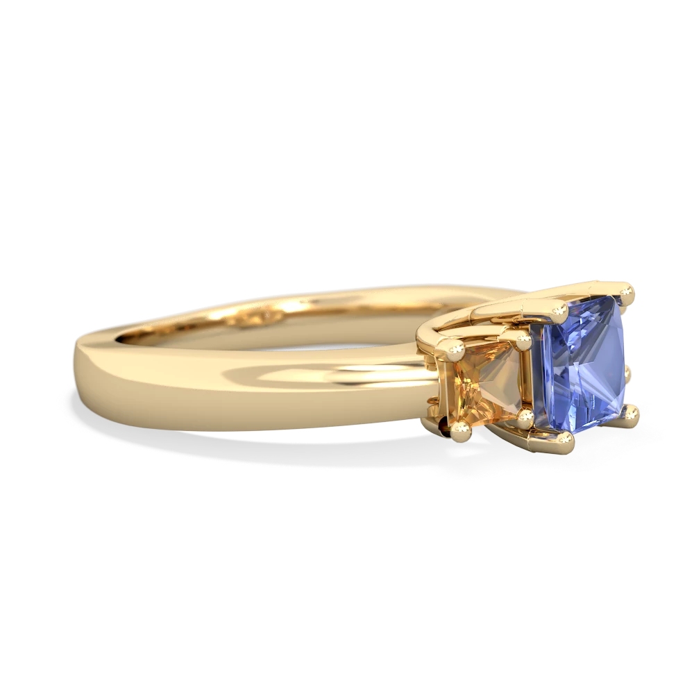 Tanzanite Three Stone Trellis 14K Yellow Gold ring R4015