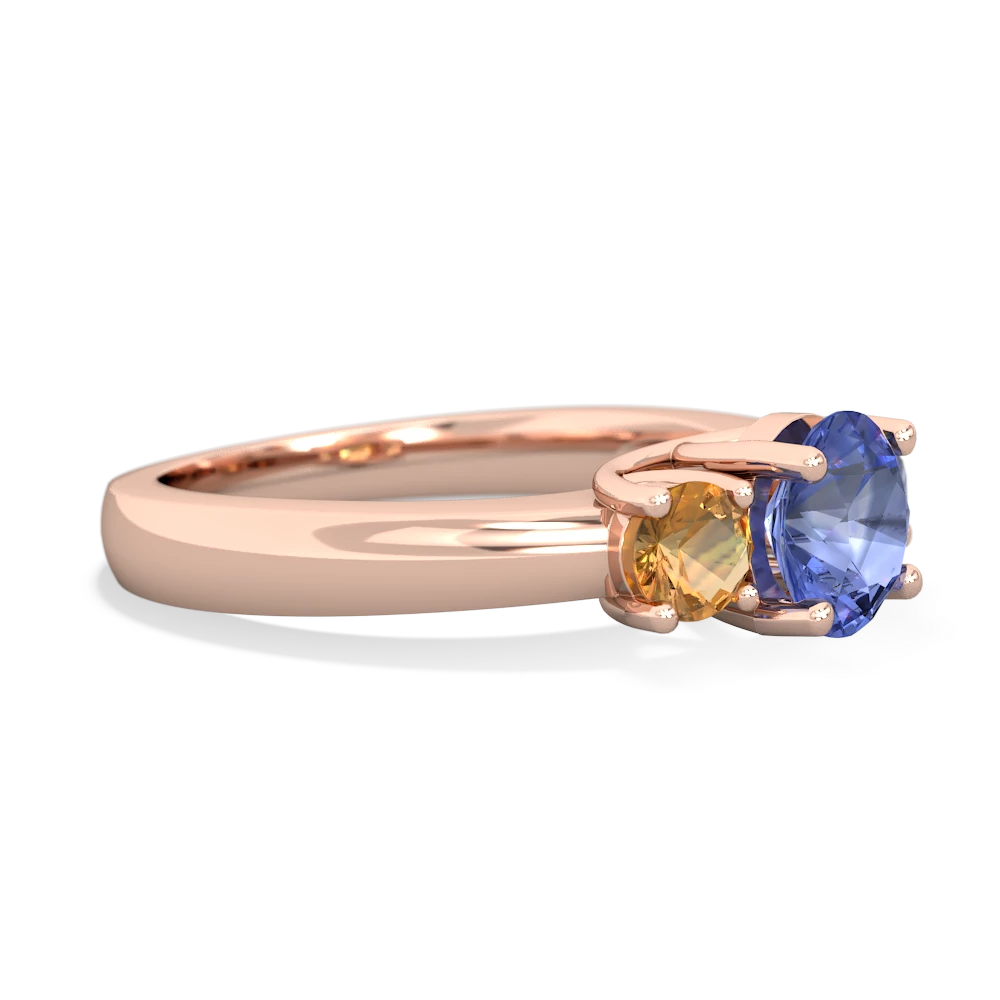 Tanzanite Three Stone Round Trellis 14K Rose Gold ring R4018