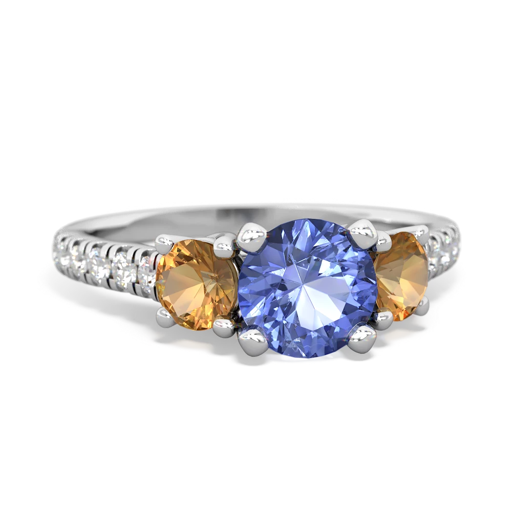 Tanzanite Pave Trellis 14K White Gold ring R5500