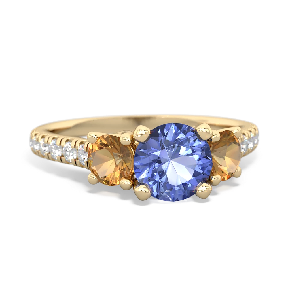 Tanzanite Pave Trellis 14K Yellow Gold ring R5500