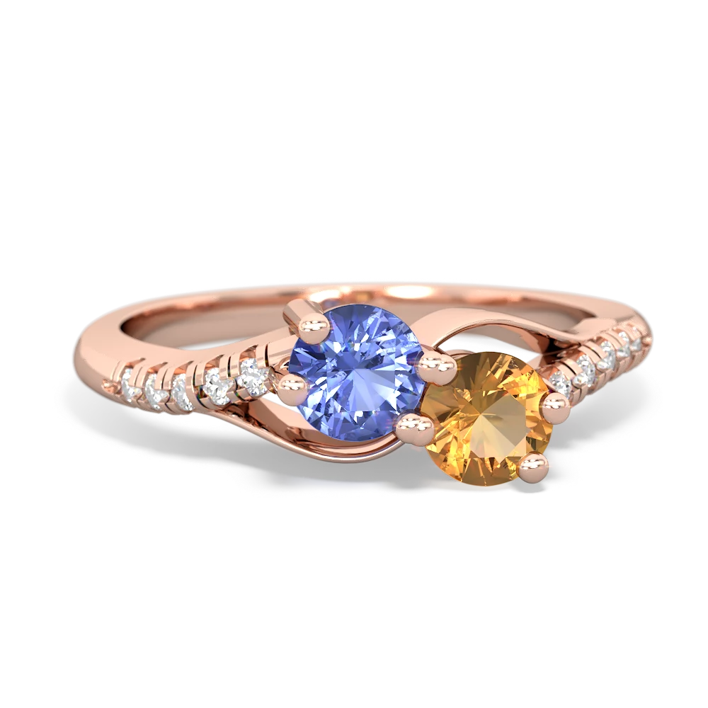 Tanzanite Infinity Pave Two Stone 14K Rose Gold ring R5285