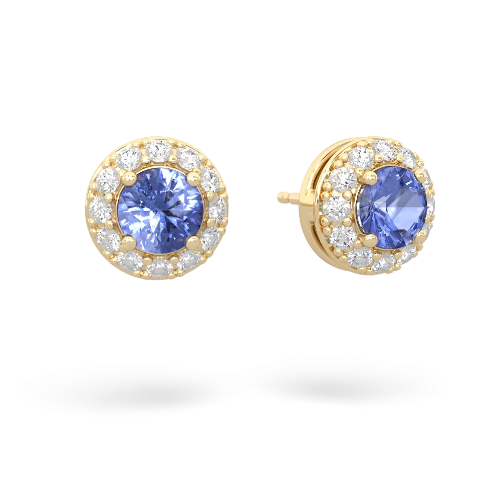Tanzanite Diamond Halo 14K Yellow Gold earrings E5370