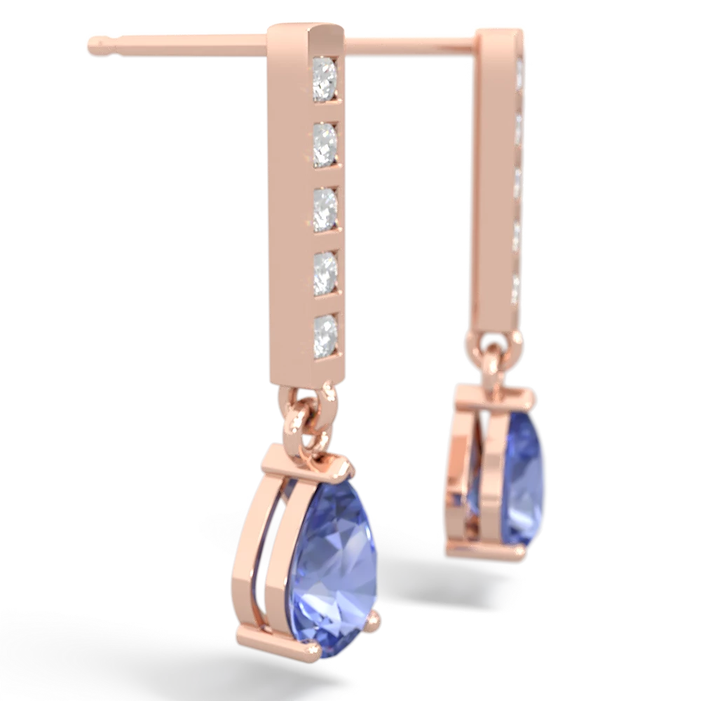 Tanzanite Art Deco Diamond Drop 14K Rose Gold earrings E5324