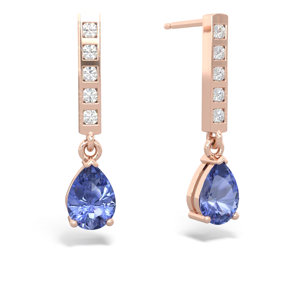 Tanzanite Art Deco Diamond Drop 14K Rose Gold earrings E5324
