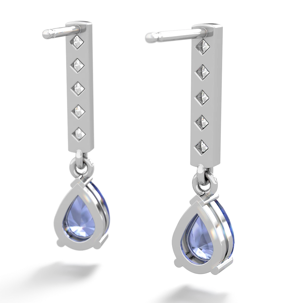 Tanzanite Art Deco Diamond Drop 14K White Gold earrings E5324