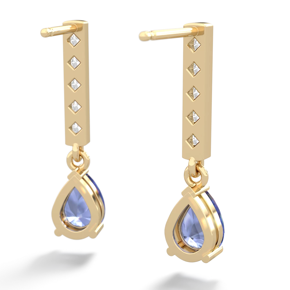 Tanzanite Art Deco Diamond Drop 14K Yellow Gold earrings E5324