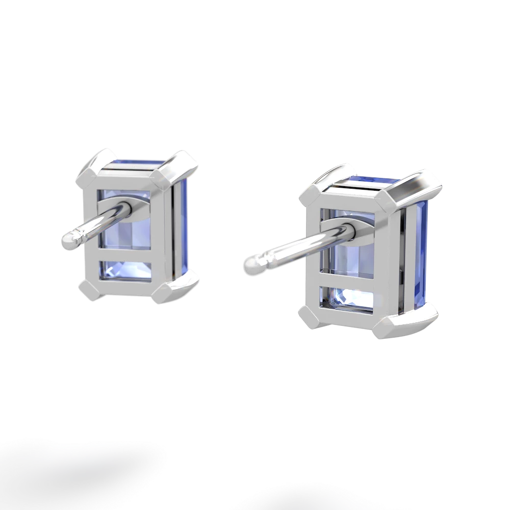 Tanzanite 7X5mm Emerald-Cut Stud 14K White Gold earrings E1856