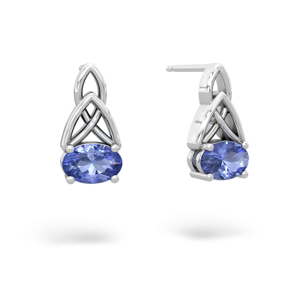 Tanzanite Celtic Trinity Knot 14K White Gold earrings E2389