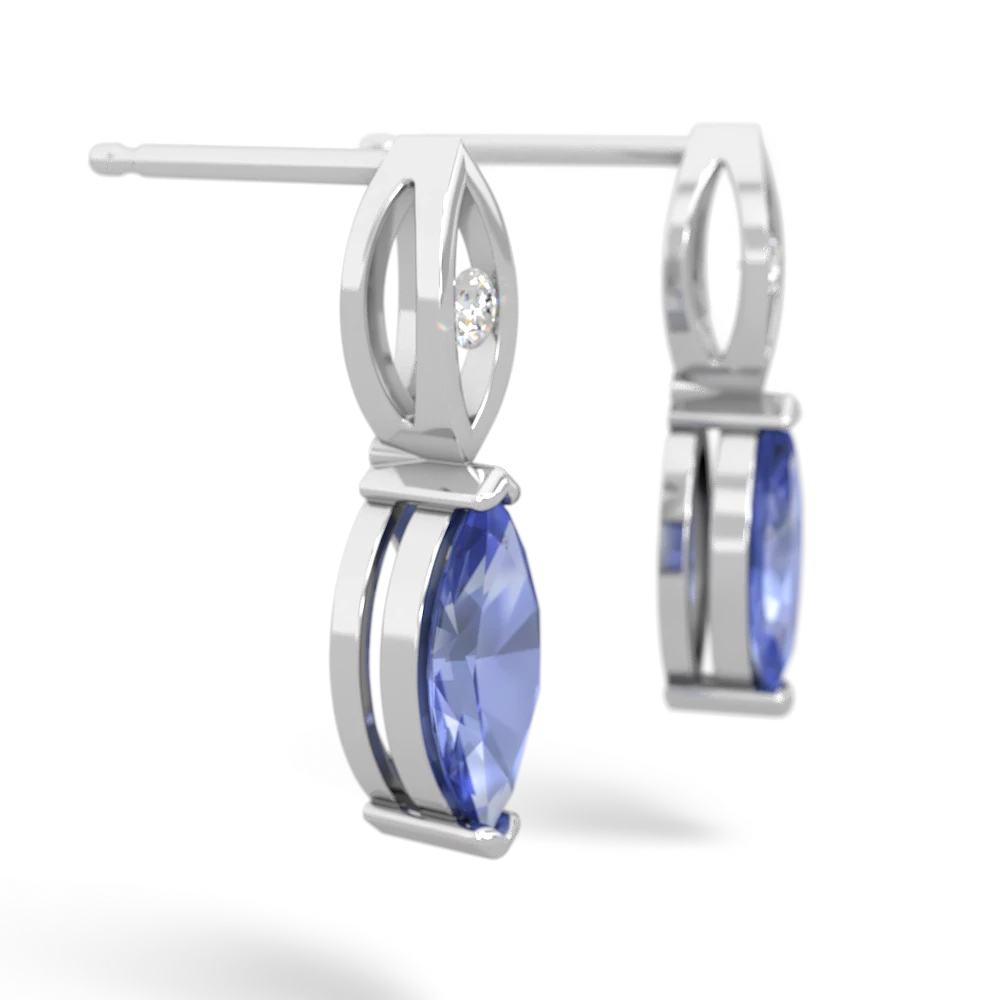 Tanzanite Marquise Drop 14K White Gold earrings E5333