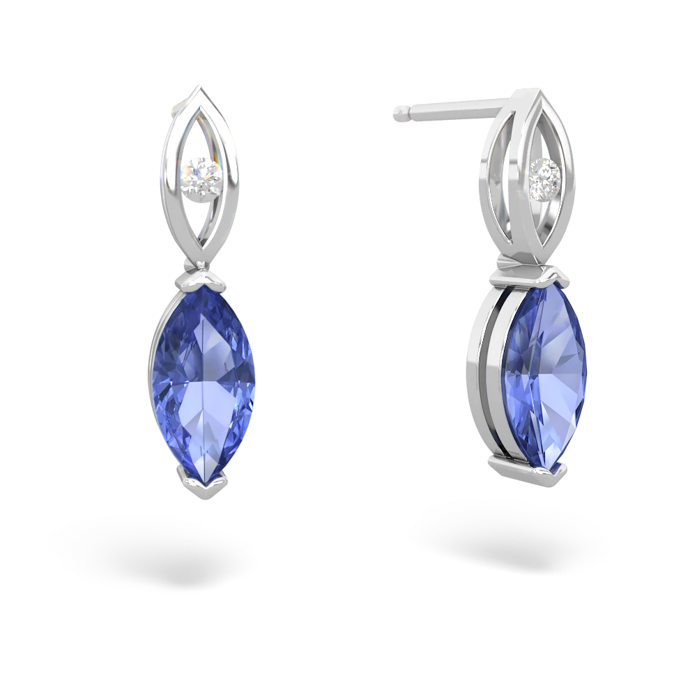 Tanzanite Marquise Drop 14K White Gold earrings E5333