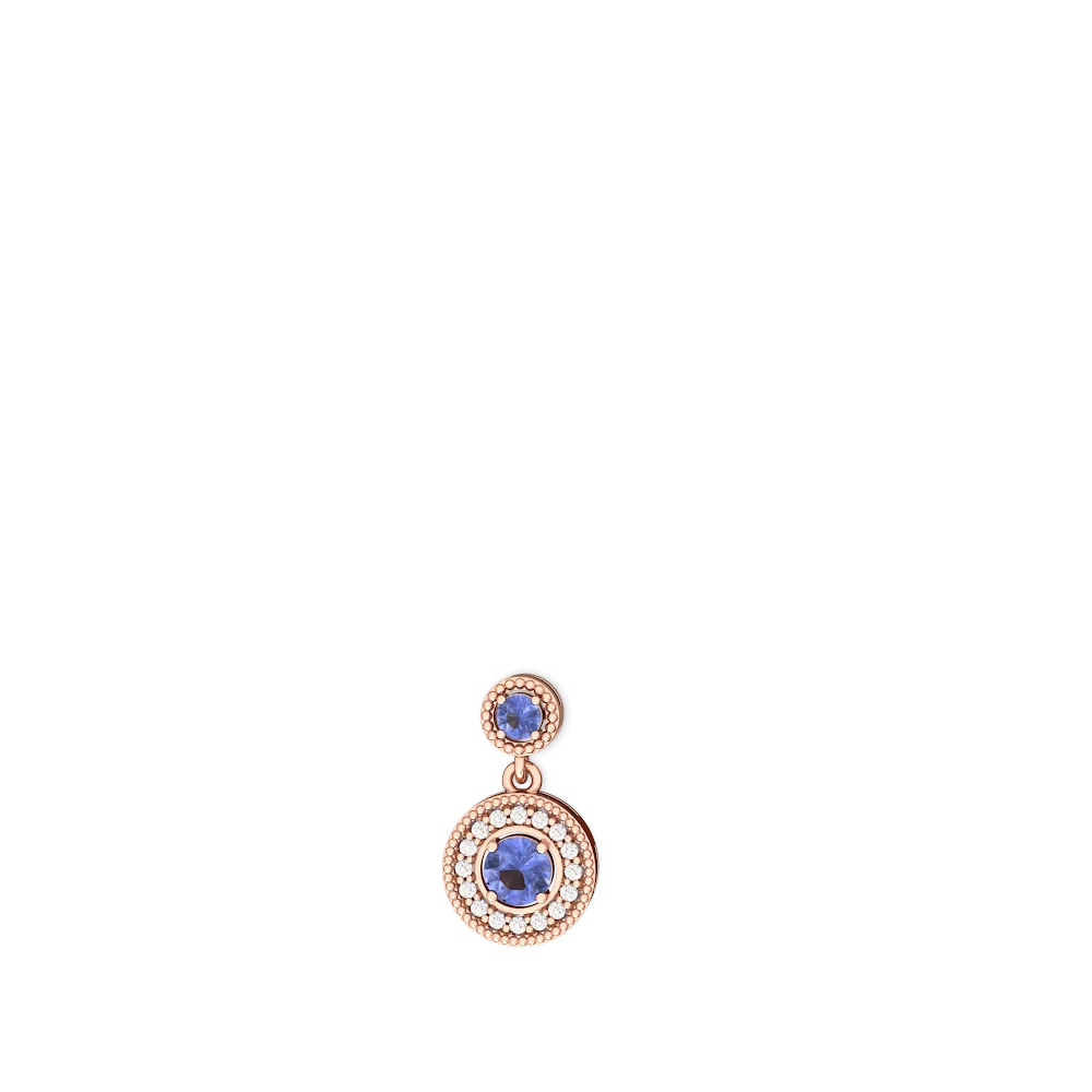 Tanzanite Halo Dangle 14K Rose Gold earrings E5319