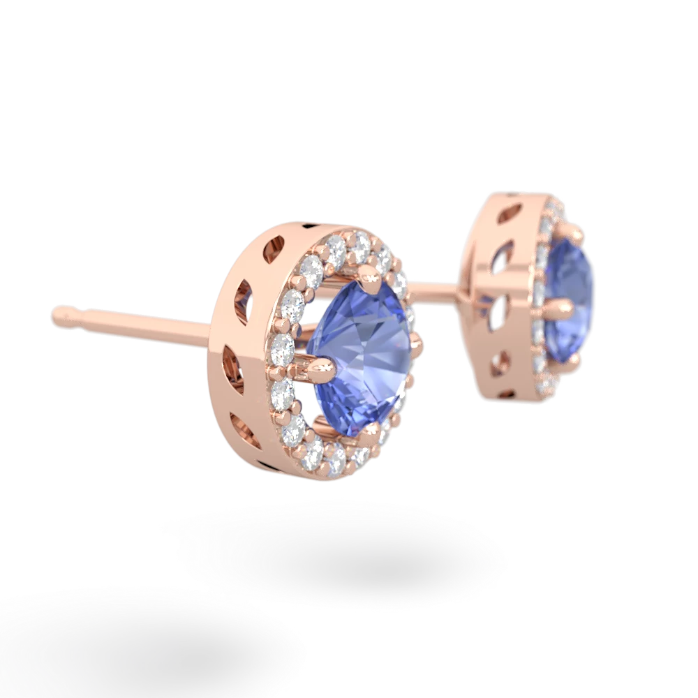 Tanzanite Halo 14K Rose Gold earrings E5320