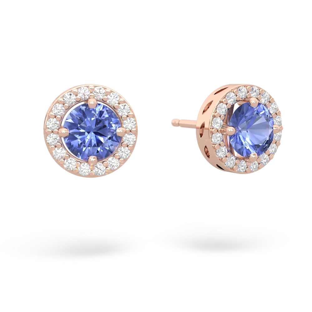 Tanzanite Halo 14K Rose Gold earrings E5320