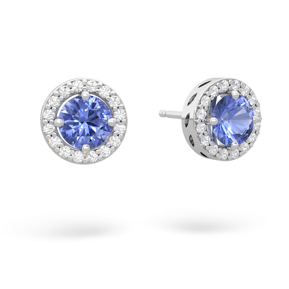 Tanzanite Halo 14K White Gold earrings E5320