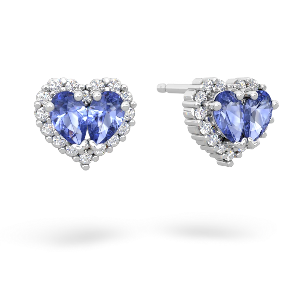 Tanzanite Halo 14K White Gold earrings E7008