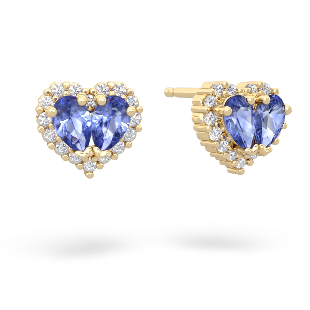Tanzanite Halo 14K Yellow Gold earrings E7008