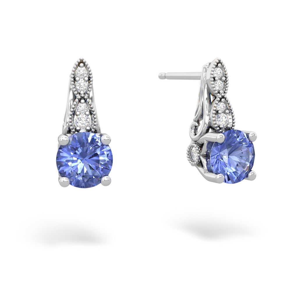 Tanzanite Antique Elegance 14K White Gold earrings E3100