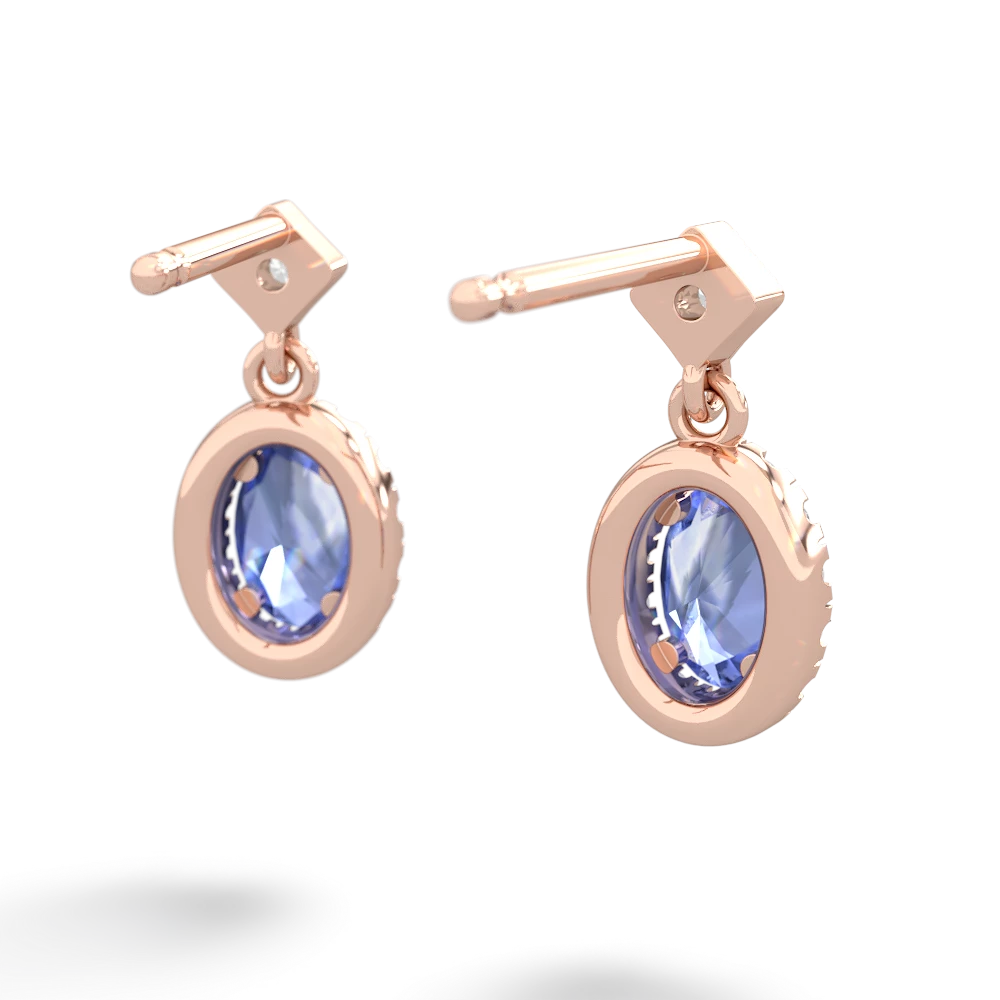 Tanzanite Antique-Style Halo 14K Rose Gold earrings E5720