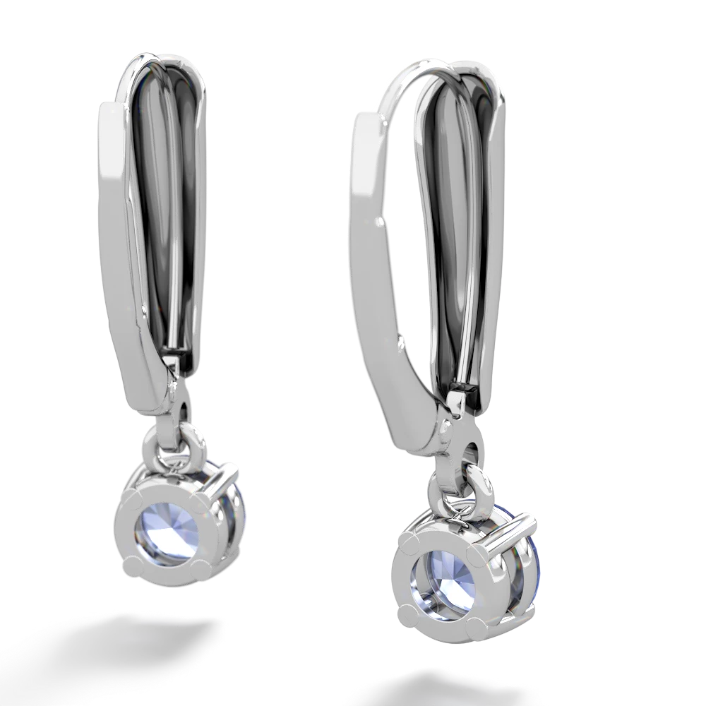 Tanzanite 5Mm Round Lever Back 14K White Gold earrings E2785