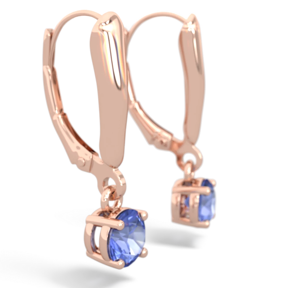 Tanzanite 5Mm Round Lever Back 14K Rose Gold earrings E2785