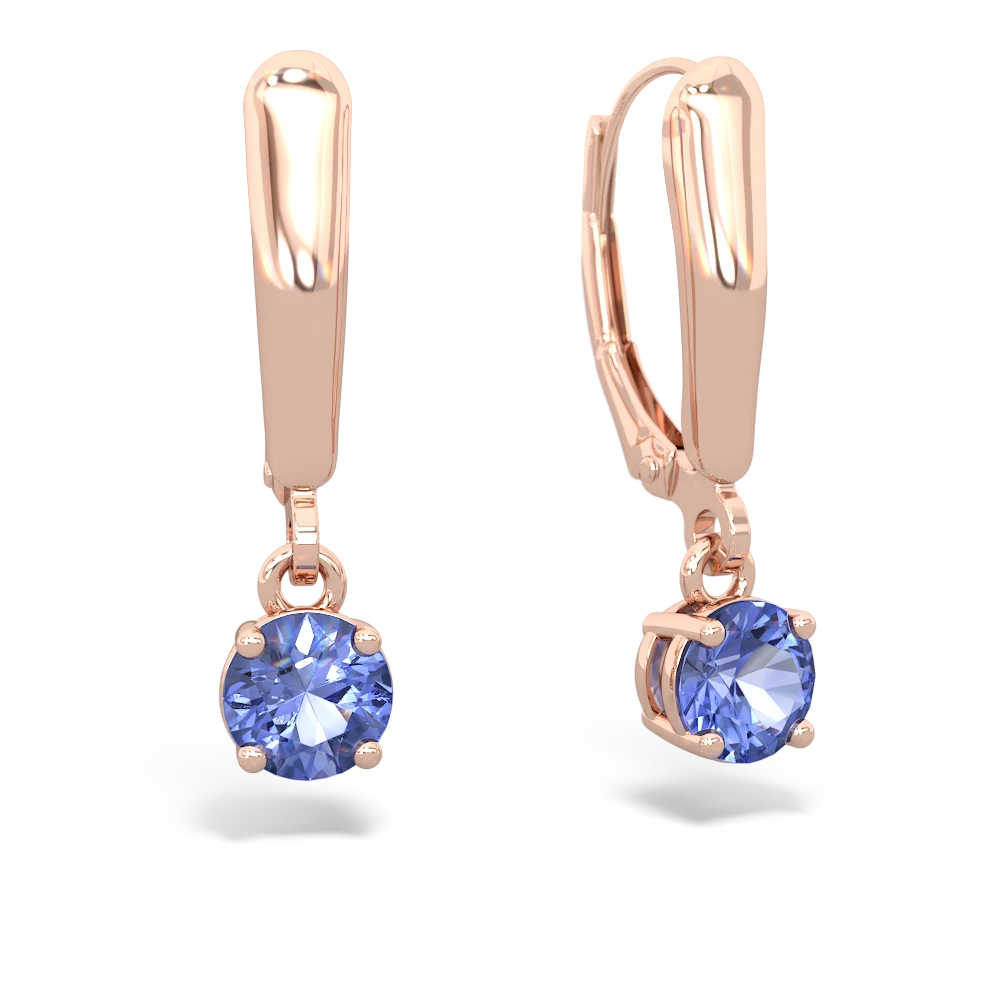 Tanzanite 5Mm Round Lever Back 14K Rose Gold earrings E2785