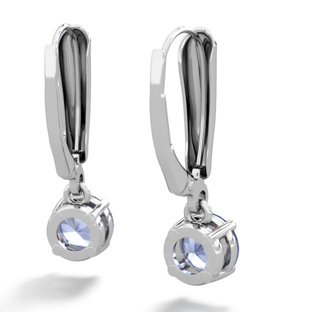 Tanzanite 6Mm  Round Lever Back 14K White Gold earrings E2786