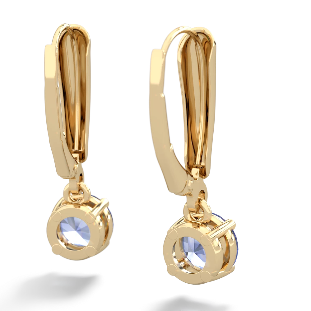 Tanzanite 6Mm  Round Lever Back 14K Yellow Gold earrings E2786