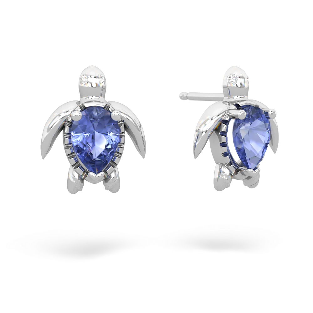 Tanzanite Baby Sea Turtle 14K White Gold earrings E5241