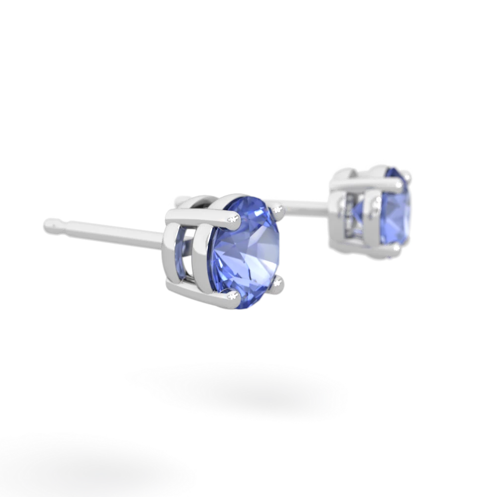 Tanzanite 5Mm Round Stud 14K White Gold earrings E1785