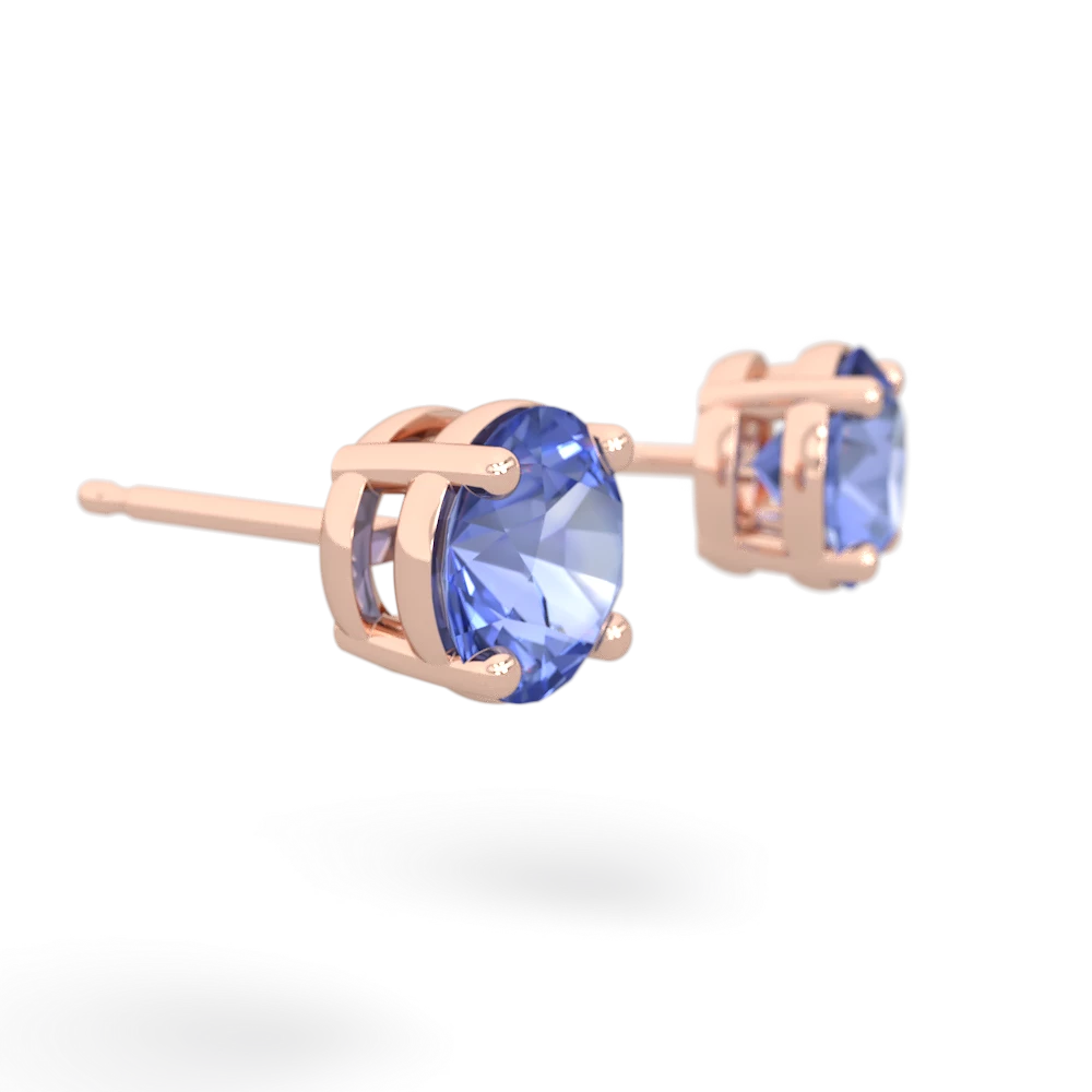 Tanzanite 6Mm Round Stud 14K Rose Gold earrings E1786