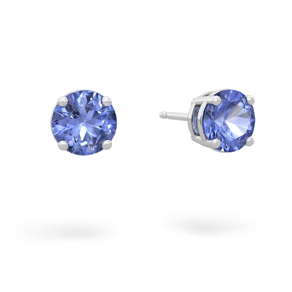 Tanzanite 6Mm Round Stud 14K White Gold earrings E1786