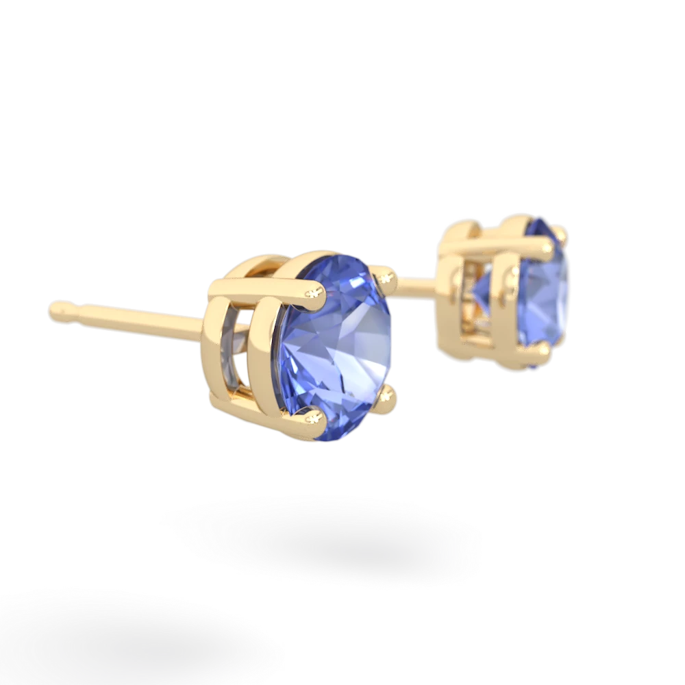 Tanzanite 6Mm Round Stud 14K Yellow Gold earrings E1786