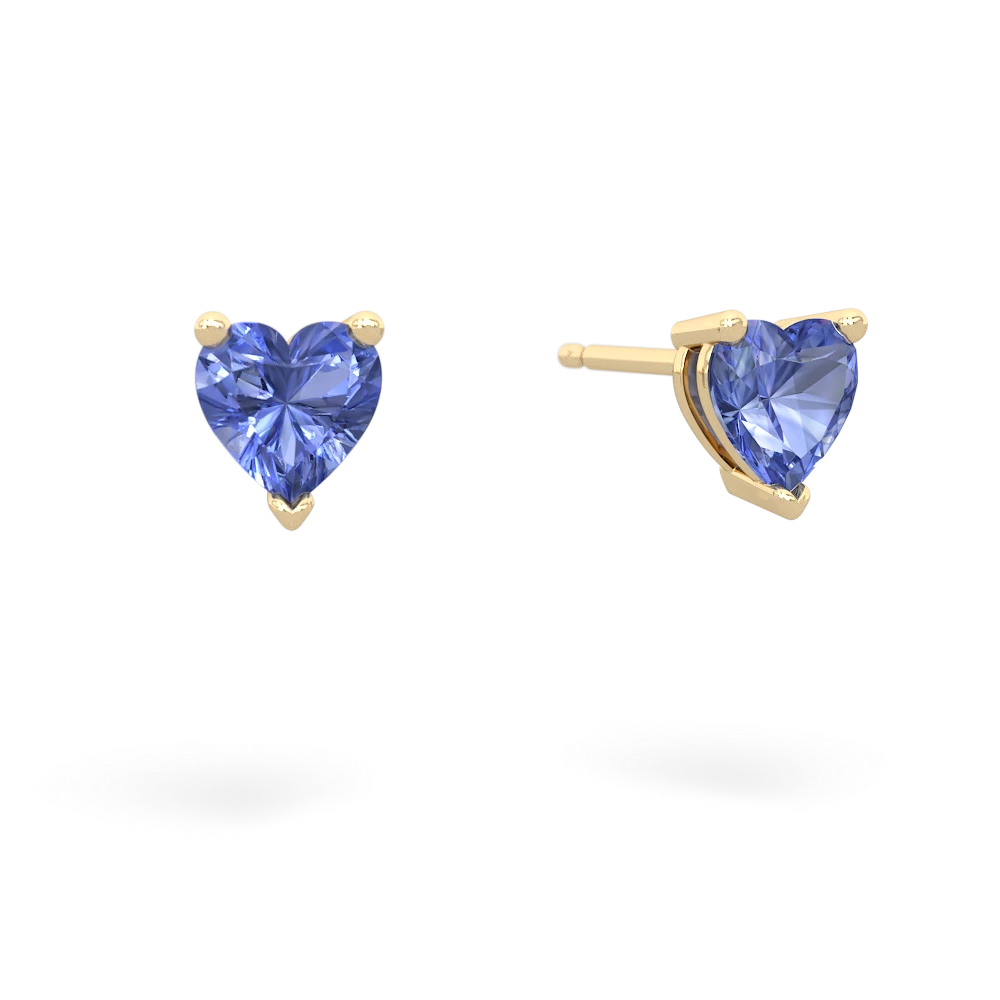 Tanzanite 5Mm Heart Stud 14K Yellow Gold earrings E1861