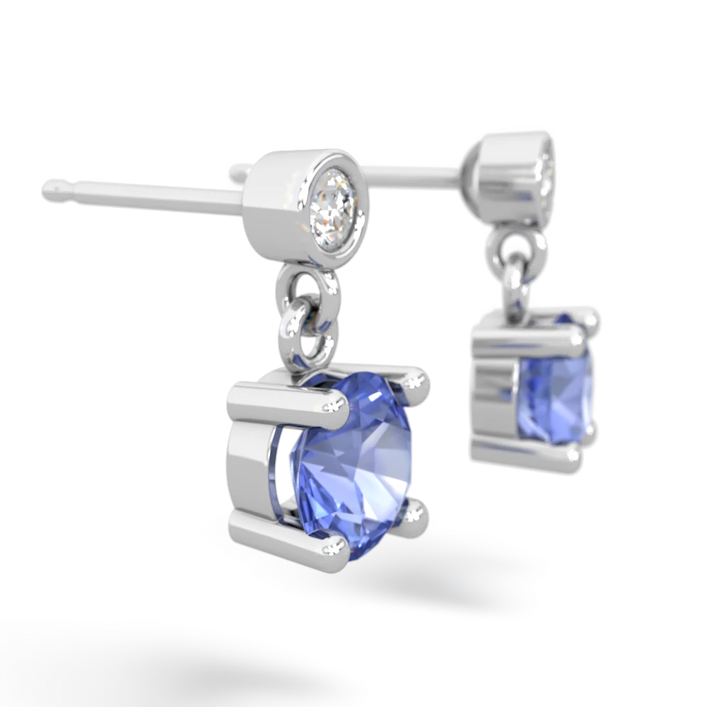 Tanzanite Diamond Drop 6Mm Round 14K White Gold earrings E1986