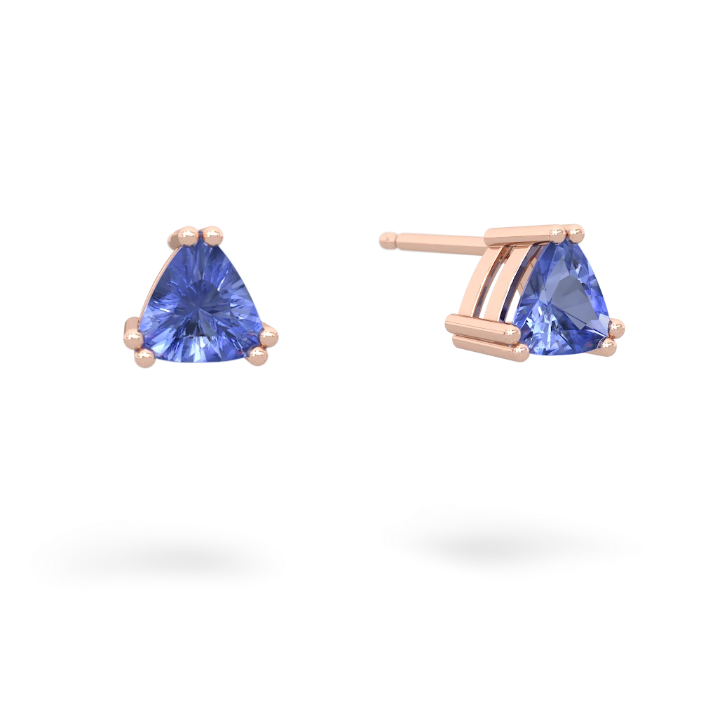 Tanzanite 5Mm Trillion Stud 14K Rose Gold earrings E1858