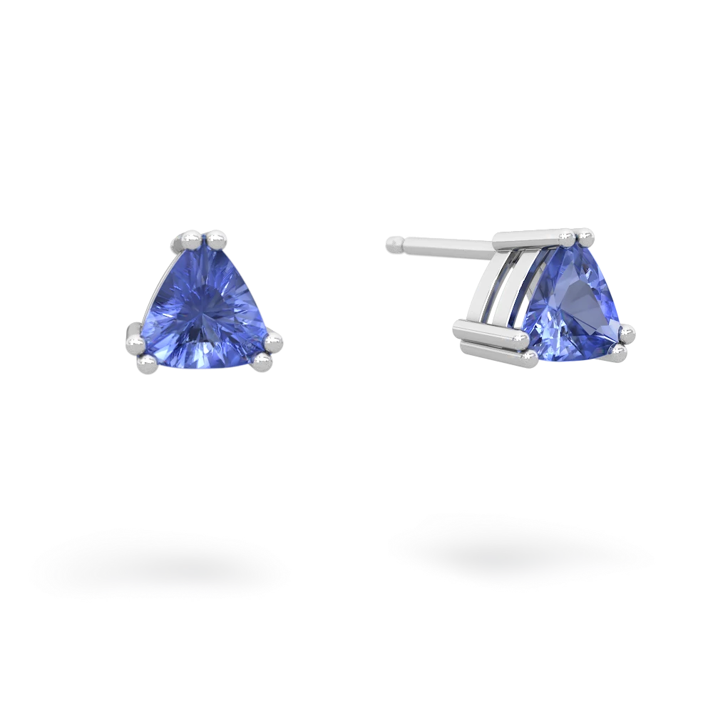 Tanzanite 5Mm Trillion Stud 14K White Gold earrings E1858