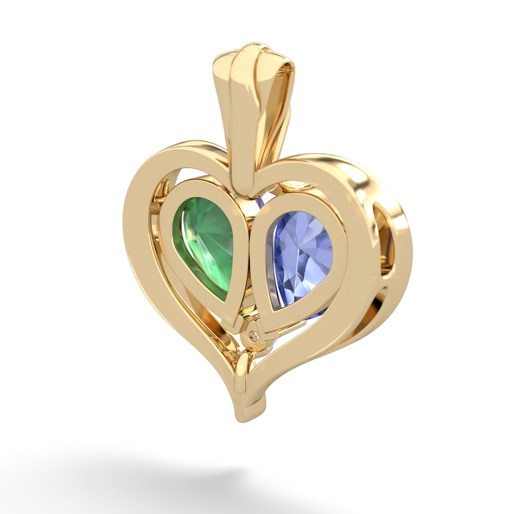 Tanzanite Two Become One 14K Yellow Gold pendant P5330