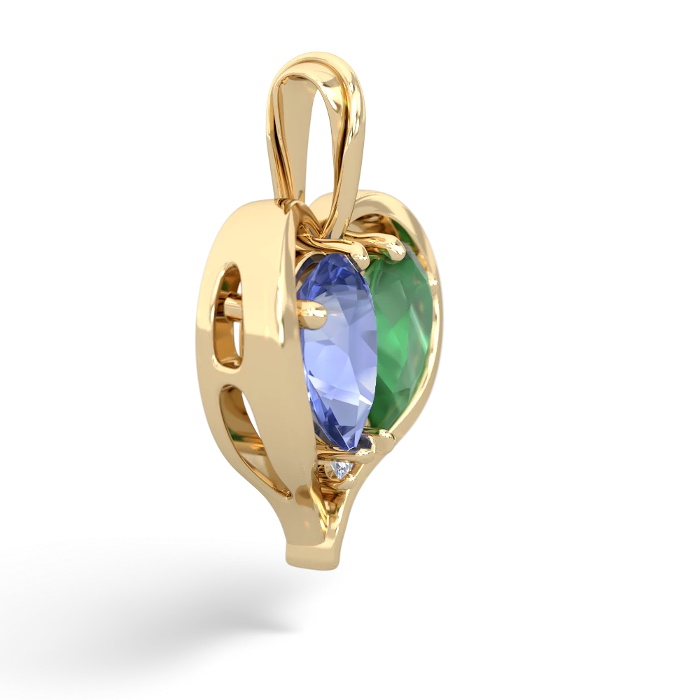 Tanzanite Two Become One 14K Yellow Gold pendant P5330