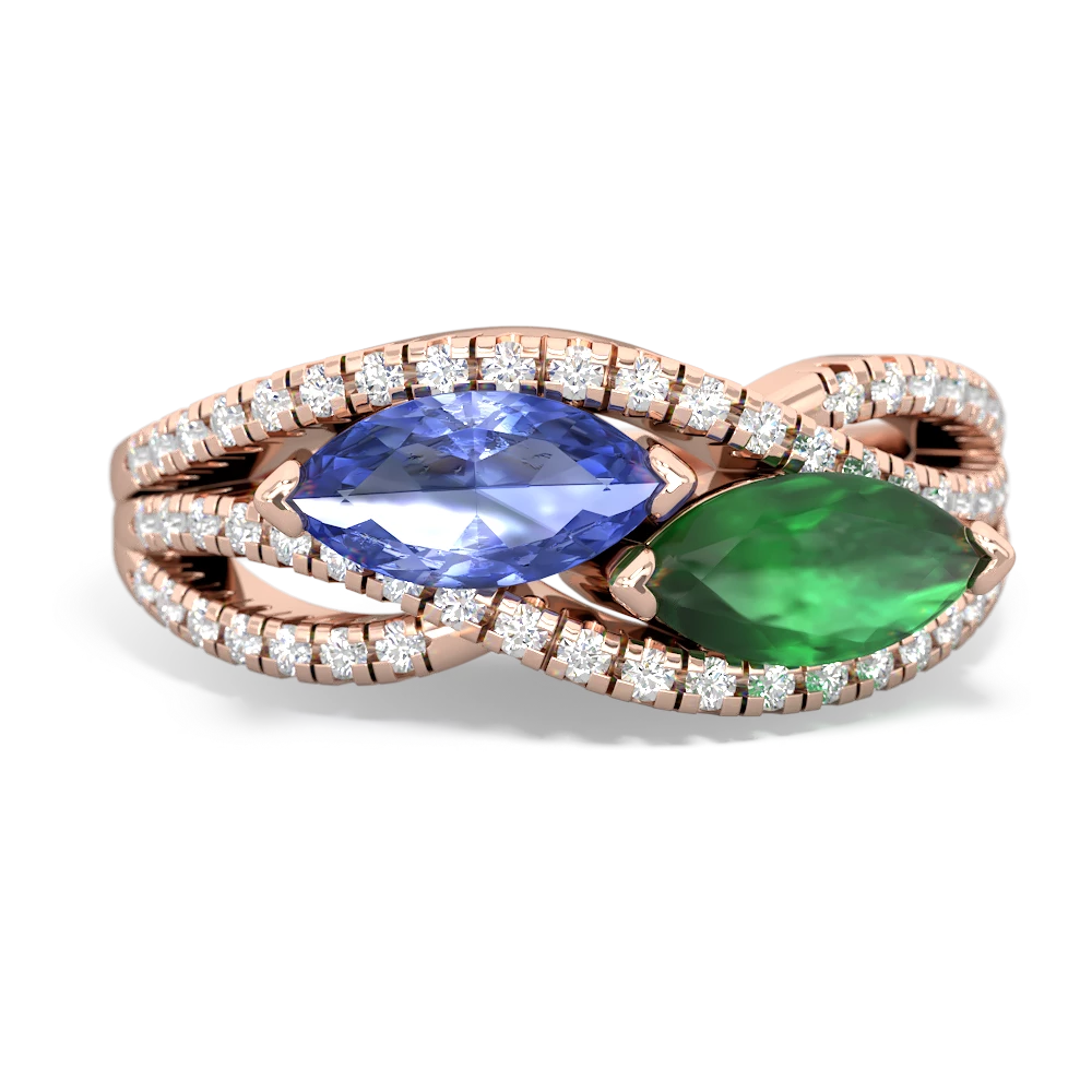 Tanzanite Diamond Rivers 14K Rose Gold ring R3070