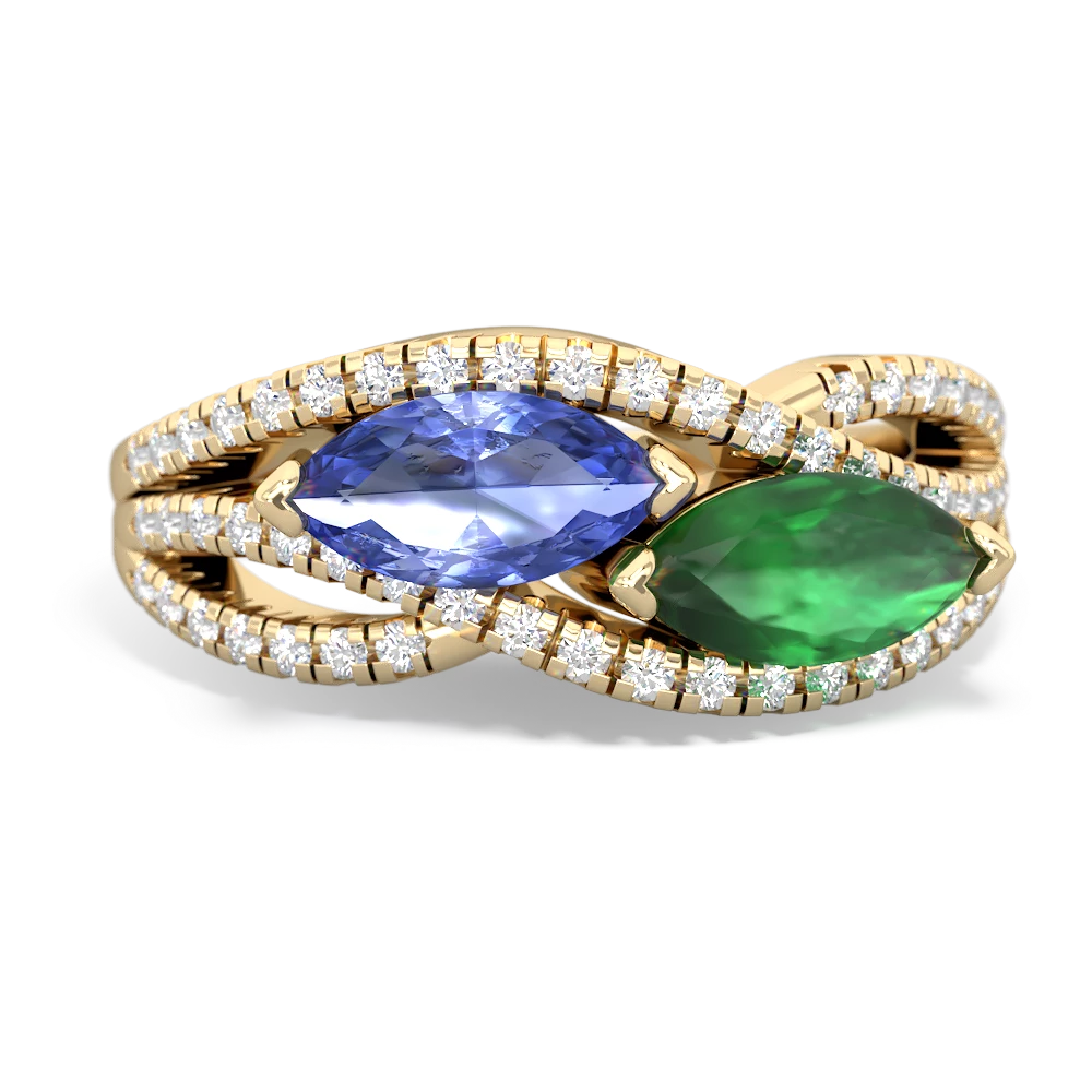 Tanzanite Diamond Rivers 14K Yellow Gold ring R3070