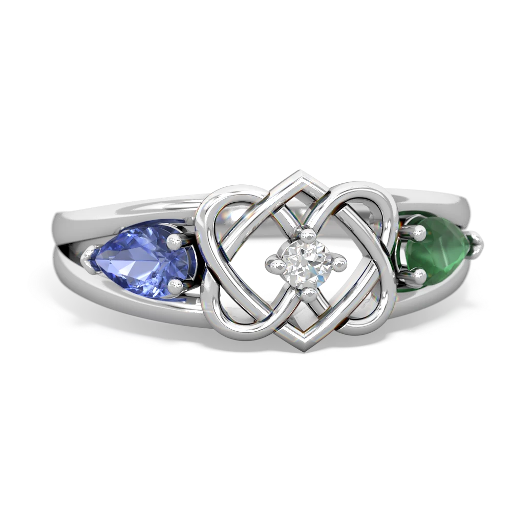 Tanzanite Hearts Intertwined 14K White Gold ring R5880