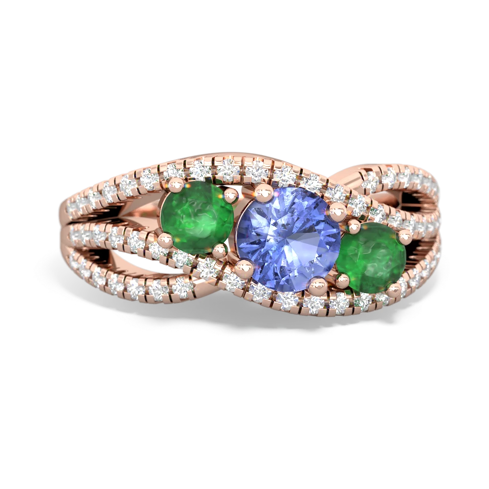 Tanzanite Three Stone Aurora 14K Rose Gold ring R3080