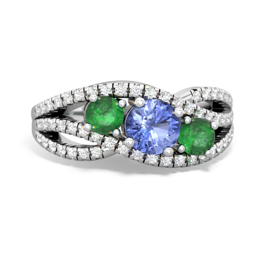 Tanzanite Three Stone Aurora 14K White Gold ring R3080