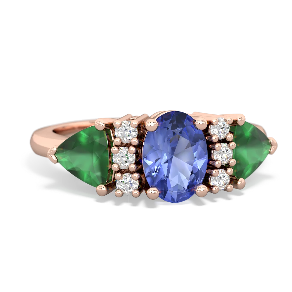 Tanzanite Antique Style Three Stone 14K Rose Gold ring R2186