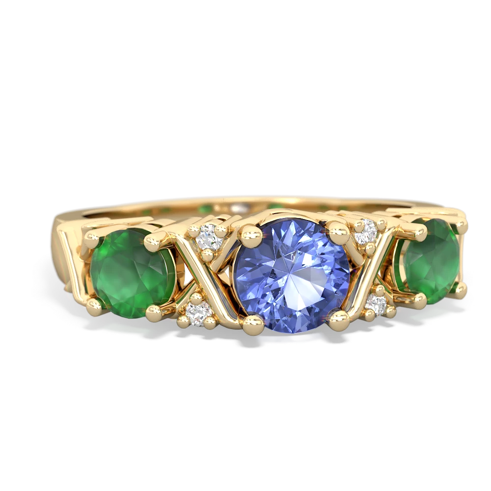 Tanzanite Hugs And Kisses 14K Yellow Gold ring R5016