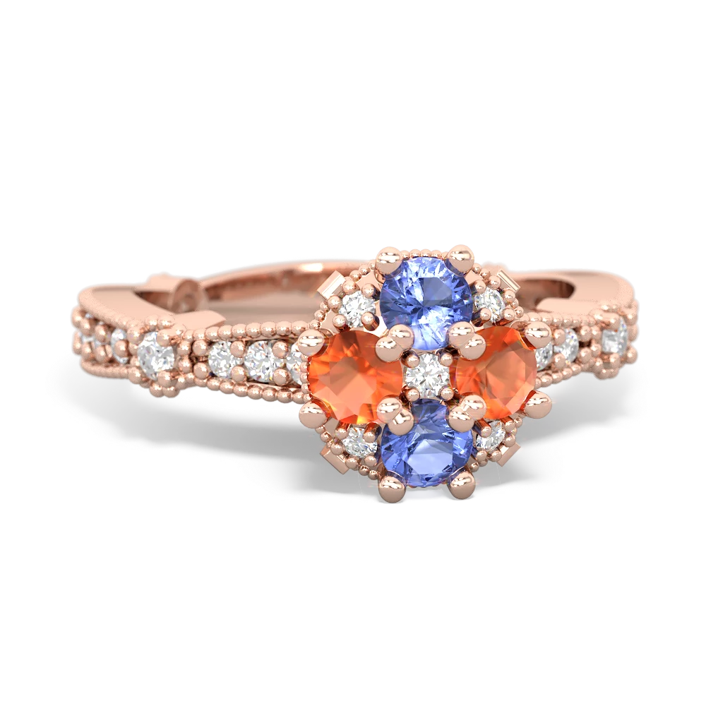 Tanzanite Sparkling Tiara Cluster 14K Rose Gold ring R26293RD