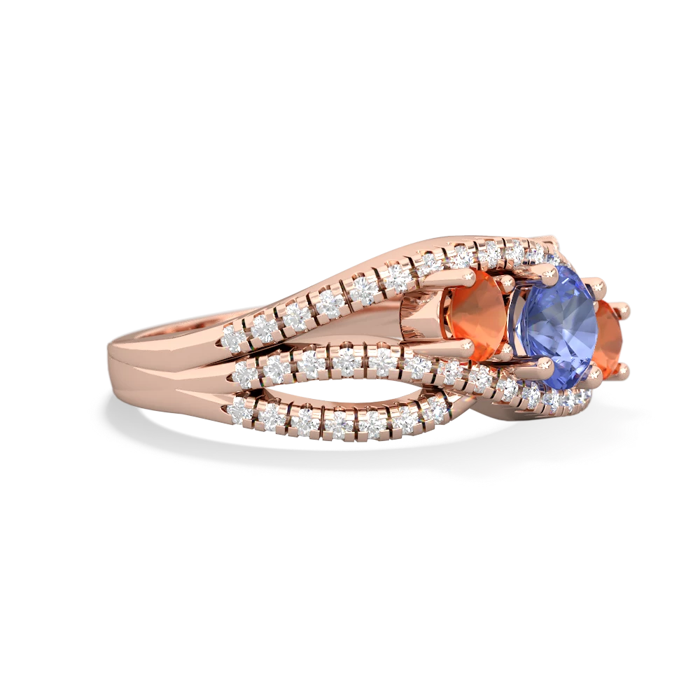 Tanzanite Three Stone Aurora 14K Rose Gold ring R3080