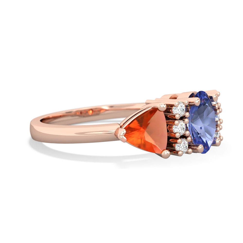 Tanzanite Antique Style Three Stone 14K Rose Gold ring R2186