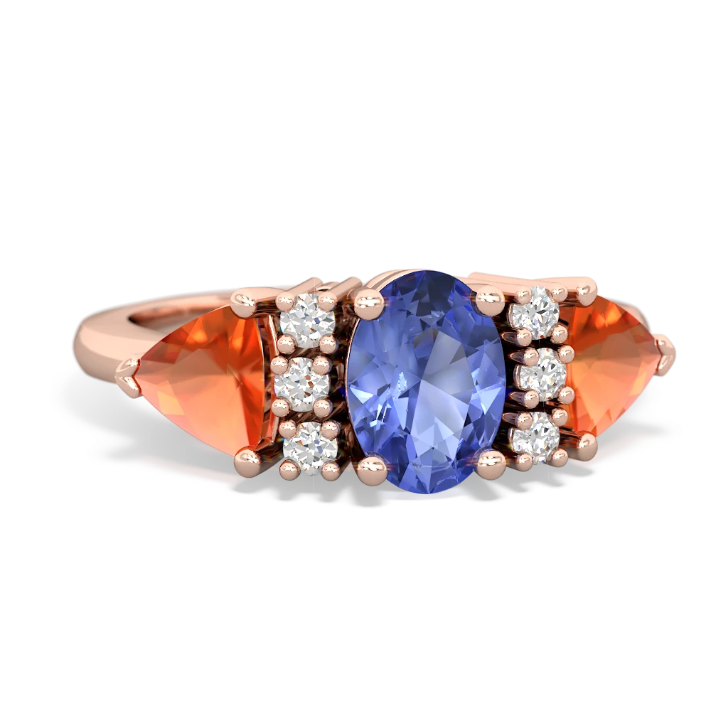 Tanzanite Antique Style Three Stone 14K Rose Gold ring R2186