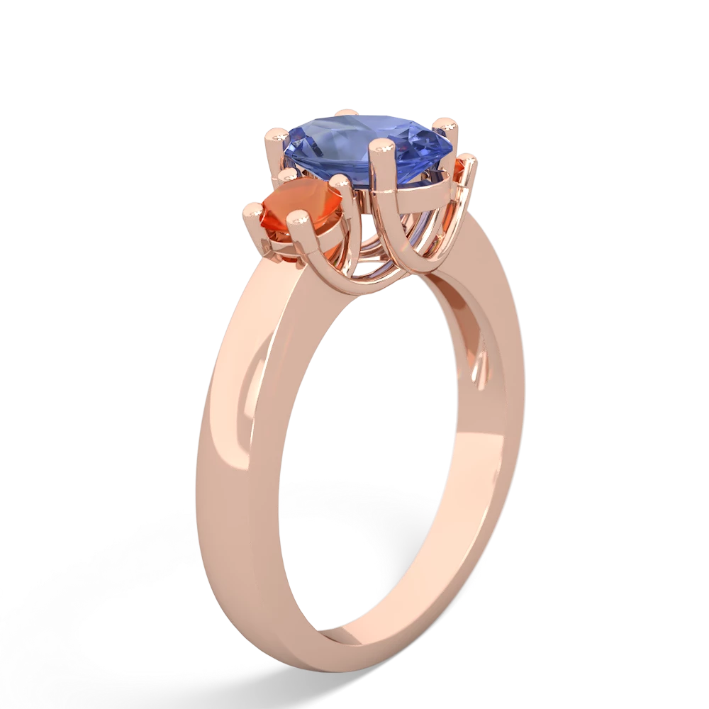 Tanzanite Three Stone Oval Trellis 14K Rose Gold ring R4024